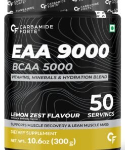 Carbamide Forte Eaa Supplement For Men & Women With Hydration Blend & Vitamins | Eaa intra workout Supplement With Bcaa 5000Mg - Lemon Zest Flavour - 50 Servings - Powder 300G