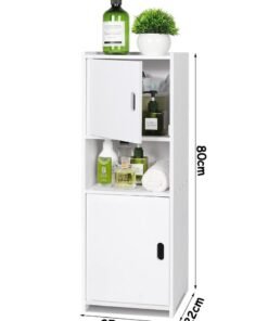 Alternative view of LINGWEI Modern White Bathroom Storage Cabinet with Adjustable Shelves, Compact Design for Towels, Toiletries & Decor