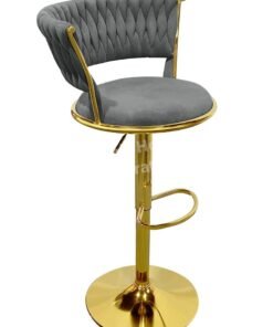 MAPLE HOME DECORATION Velvet Bar Stool Chair Metal Leg, Adjustable High Backrest 360° Upholstered Seat Kitchen Home Office Chairs