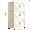 DUNISO 3 Tier Plastic Storage Organizer Foldable Storage Box Stackable Storage Bins with Lids and Wheels Closet Organizers Storage Cabinet for Clothes Toys Books 50cm Wide Collapsible Container for Home Office and Outdoor