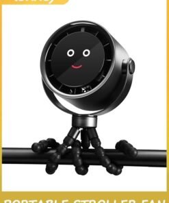LENND Stroller Fan Portable, Personal Fan for Travel, Air Turbo Tech & Digital display, Detachable 5 Speeds Rechargeable 360° Rotate Flexible Tripod Fan, For Home Office Stroller Camping - Black