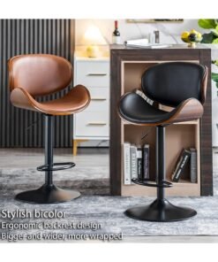 Cool Baby COOLBABY Bar chairs Lift leather bar chairs Light luxury home front desk high chairs Adjustable swivel seats High stools Low back kitchen island, dining room 1PC (Black) - Image 3