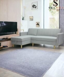 Sulsha New High Quality L Shape Corner Sofa Grey, Lounge Area Sofa, Sofa Bed With Chaise Fabric With Wooden Legs