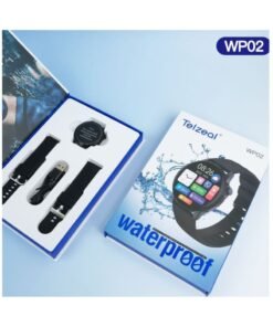 Telzeal WP02 Waterproof Smartwatch – All-in-One Fitness & Health Tracker for Men & Women | Heart Rate Monitor, Sleep Tracking, Multi-Sport Modes, Call & App Notifications, Long Battery Life | IP68 Water Resistant Smart Watch with Stylish Design- Gold