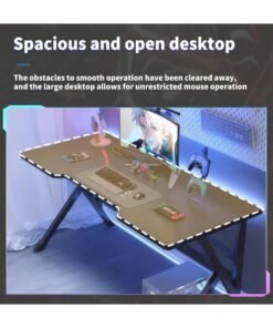 OHAHO Large Gaming Desk, Black PC Computer Desk, Ergonomic Home Office Desk with Carbon Fiber Surface Gaming Table Workstation for Gift Idea, (Black, 100x60x75cm) - Image 3