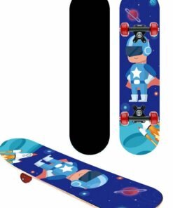 GROIC Skateboards Four-Wheel Skateboard Medium Size Board Space Theme Colorful Double-Sided Pattern for Beginner Skateboard or Kids Youth