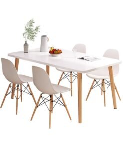 CityRiya-Long Dining Table White Kitchen Table Modern Breakfast Table Desk Leisure Coffee Table for Living Room/Office/Meeting Room Kitchen Lounging Cafeterias 120 cm
