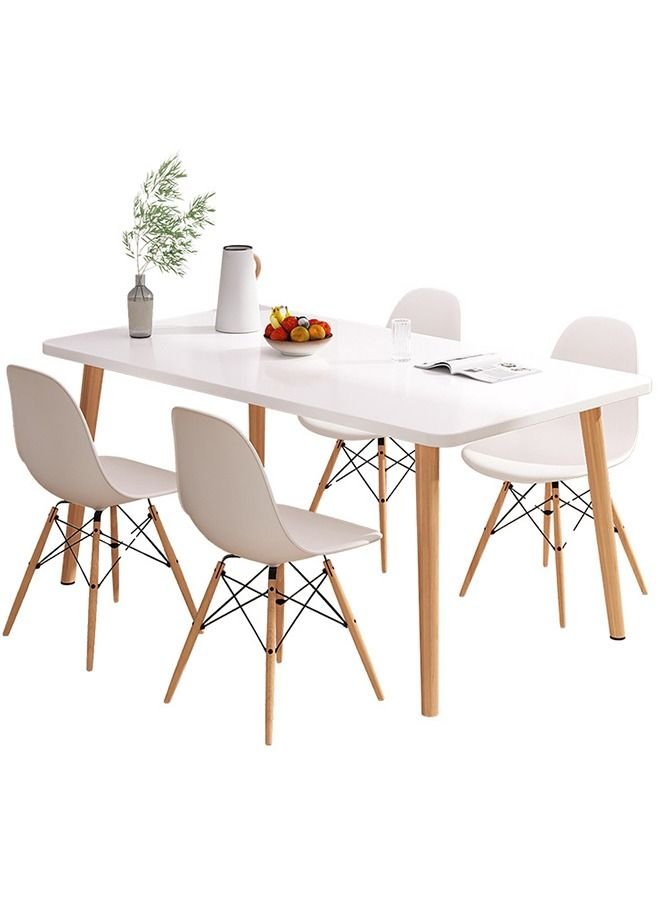 CityRiya-Long Dining Table White Kitchen Table Modern Breakfast Table Desk Leisure Coffee Table for Living Room/Office/Meeting Room Kitchen Lounging Cafeterias 120 cm