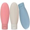 HEVIR 3 Pcs Travel Toiletries Bottles 60 ML - Refillable Shampoo, Conditioner & Body Lotion Dispenser - Empty Squeeze Bottle Containers for Travel, Leakproof and Portable