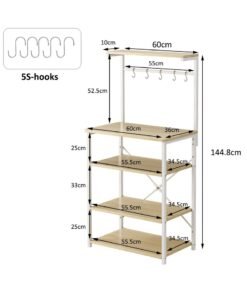 FAMAPY 4 Tier Coffee Bar Station,Corner Coffee Bar Cabinet for Small Spaces,Coffee Stand Station with 5 S-Shaped Hooks,Kitchen Storage Stand with storage layer, Bakers Rack for Kitchen, Entryway, Living Room - Image 4