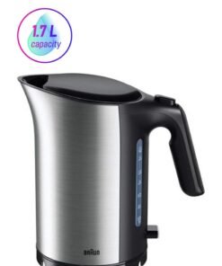 BRAUN Kettle, Washable Anti Scale Filter, Double Sided Window, 1.7 L 3000 W WK 5110 BK Black and Silver