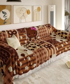 Sofa Cover Cloth One Cute Cover Household Splice Machine Washable Hand Washable Sofa Cover Sofa Towel Hello Kitty Brown