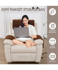 LAMAY Armrest Cover, Recliner Chair Protector, Furniture Protector Slip, Side Storage Pocket, Stretch Armchair Couch Arm Rest Cover for Recliner, Chair, Sofa(COFFEE)