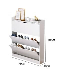 Narrow Shoe Cabinet Entryway Tipping Bucket Shoe Storage Cabinet with 3 Flip Drawers Slim Shoe Rack for Home Hallway Bedroom Living Room Space Saving, XG78 (White)