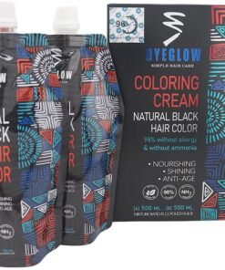 DYEGLOW Natural Black Hair Color, Coloring Cream, Nourishing, Shining, Anti-Age, Ammonia-Free, 98% Without Allergy, 500*2 ML