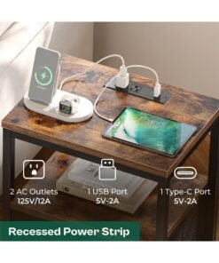 Sharpdo Bedroom with Charging Socket Bedside Table/Living Room Sofa Mobile Power Supply, Non-Woven Storage Side Table 40*30*60cm