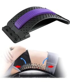 Back Stretcher - 3 Heights Adjustable Back Stretcher For Pain Relief, Lower Back Stretcher With Massaging Points & Cushion Foam, Spine Deck For Office Chair, Car, Travel(Purple)