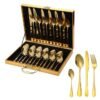 24-Piece Stainless Steel Cutlery Set Kitchen Utensils Set For Home Kitchen Restaurant Hotel Gatherings Picnic Dining