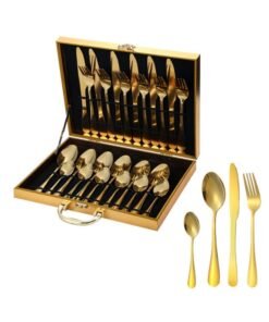 24-Piece Stainless Steel Cutlery Set Kitchen Utensils Set For Home Kitchen Restaurant Hotel Gatherings Picnic Dining