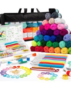 XiuWoo 113 PCS Crochet Kit for Beginners Adults Kids, Crochet Kits Include Yarn, 73PCS Crochet Accessories Set Including Ergonomic Hooks