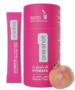 Oneshot Rumman Twist, Daily Hydration, Sugar Free Electrolyte Powder Drink Mix with Vitamins and Zinc, No Aftertaste, Pomegranate Flavor, 14 Sachets