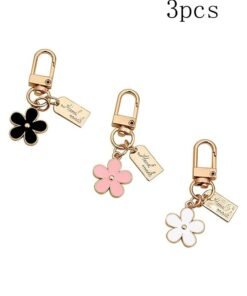 YJ 3 Pack Flower Keychains for Women Flower Handbag Charms Enameled Keychain, Cute Accessories for Girl's Backpack, Car Key, Handbag, Purse