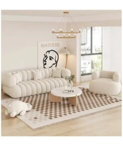 Ripple FURNITURE Living Room Custom Velvet Furniture Sectional Boucle Sofa Couch Recliner Modern Lounge Suite Modular Set Sofa 3 + 1 Seater White 220X63X70