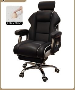 ROCKCAMEL Gaming Chair/Computer Chair/Office Chair With Retractable Footrest, High-Resilience Latex Lining,PU Leather, Ergonomic Design With Lumbar And Neck Support, Height And Backrest Adjustment, Steel Silent Caster Base, Suitable For home Or Office