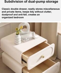 fashionhome Multipurpose Use Modern Aesthetic Design Nightstand Durable Solid Wood Bedside Table Bedroom Chest of Drawers Round Edge Side Table Storage Cabinet 50x40x50 - Image 3