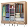 Fabric Wardrobe For Clothing Brown/ Light Coffee 185*45*172CM