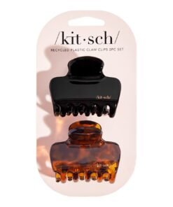 Recycled Plastic Medium Puffy Claw Clips 2pc Set - Black & Tort