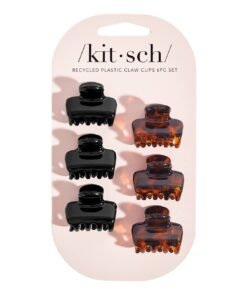 Recycled Plastic Mini Puffy Claw Clips 6pc Set - Black & Tort