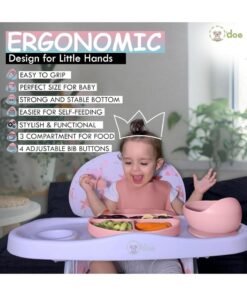 O'doe Baby Led Weaning Feeding Supplies for Toddlers, O'doe Baby Feeding Set | Suction Silicone Baby Bowl-Self Eating Utensils Set with Spoons, Bibs, Toddlers Spoon Set | Infant Food Plate Kit | Set of 17