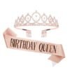 Birthday Queen Sash and Rhinestone Headband Set, Birthday Party Decor Favor Gift
