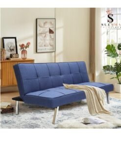 Sulsha Sofa Bed Living Room Fabric Sofa Bed Legs Three Seat Sofa Bed Modern Design Living Room Sofa  Blue color