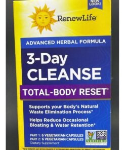 Renew Life Adult Cleanse Total Body Reset, Advanced Herbal Formula - 2-Part, 3-Day Program - Gluten, Dairy & Soy Free - 12 Vegetarian Capsules