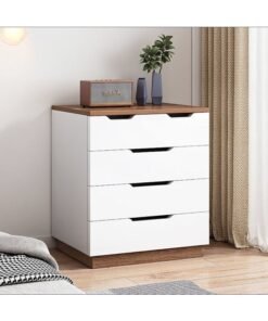Alternative view of Modern Bedside Table, Wooden Storage Cabinet with 5 Drawers and Spacious Countertop for Household Small Items, Simple Nightstand Table, Chest of Drawers for Living Room, Bedroom, 203DG5 (White)