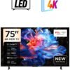 TCL 75-Inch P6K LED 4K UHD HDR Smart TV | Google TV, 60Hz, HDR 10, AiPQ Processor, Dolby Audio, MEMC, HDMI 2.1, Bluetooth 5.2, WiFi 5, Bezel-less Design, (2025 Model) 75P6K Black