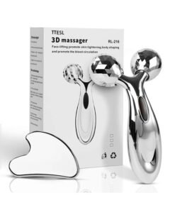 TTESL Stainless Steel Gua Sha and Face Roller Set, Facial Tool for Face Sculpting, Metal Skin Care, Massager for Women