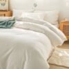 Direct Hotel Quilt Cover White Washed Cotton Bed Sheet Hotel Simple Quilt Cover Single Double Quilt Bed Cover Pillowcase-Color:220x240 -Specifications:Ins【plain White】