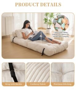 Alternative view of Forthcan Foldable Floor Sofa Chair, Convertible Lazy Lounger Futon with Adjustable Backrest, Thick Cushion, Space-Saving Sleeper for Living Room/Bedroom/Gaming