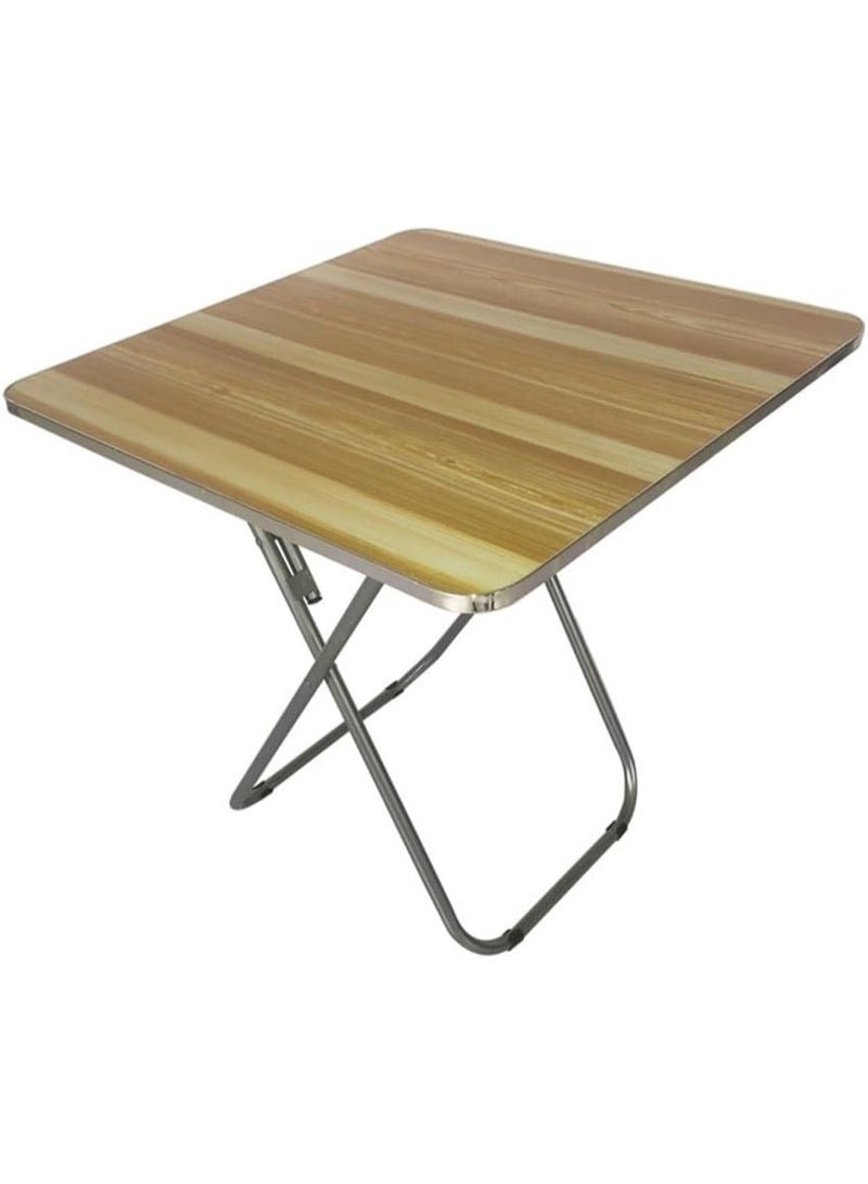 DubaiGallery Heavy Duty Foldable Table 80×80×70cm – Wooden Style Surface, Steel Legs, Easy Setup Picnic Table for Events & Home