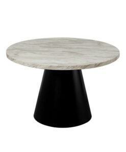 DANUBE HOME Hampton 4 Seater Round Dining table | Sturdy Dining Table Without Chairs | Modern Design Desk Furniture For Kitchen And Dining Room L120xW120xH76cm-White/Matt Black