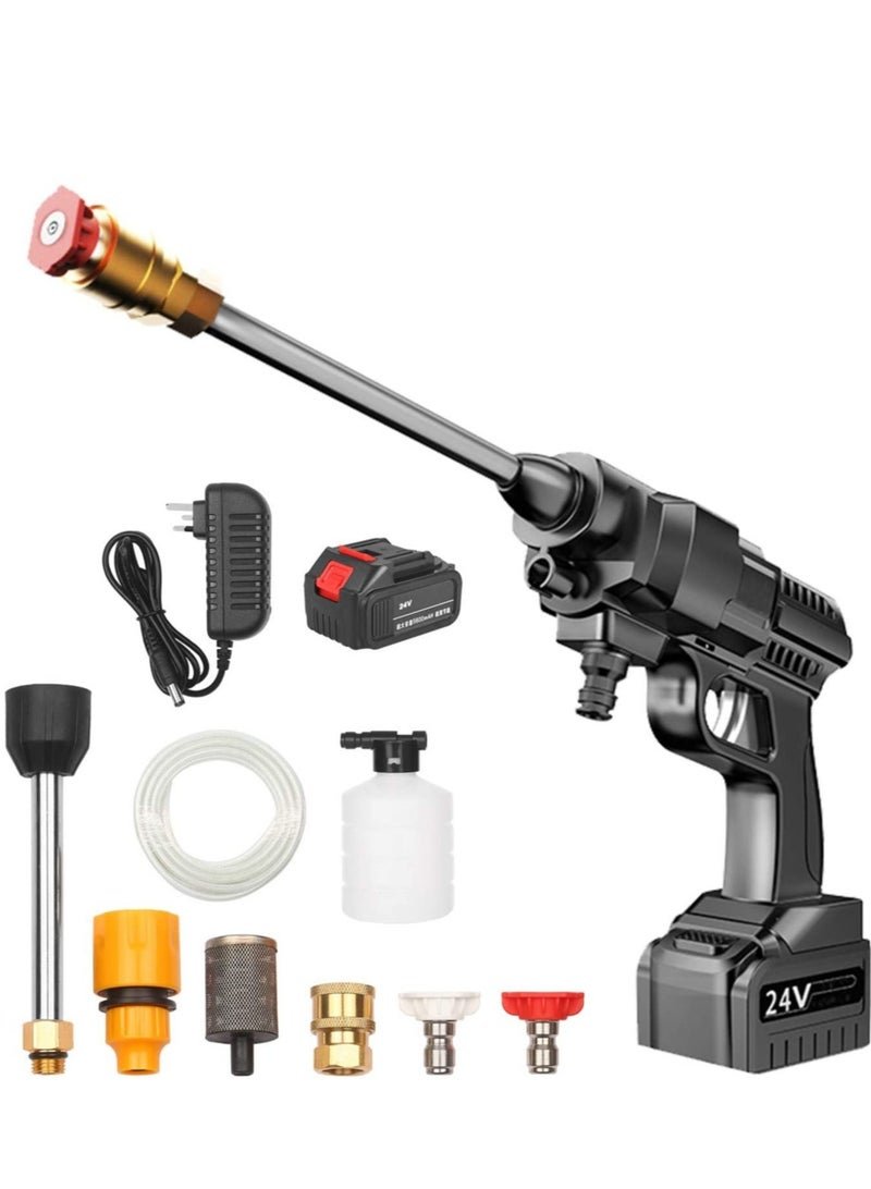 ELTRAZONE 24V Cordless Portable Washer Electric High Pressure Cleaner Machine 200W 30Bar Lithium Handheld Car Cleaning Device With Foam Generator Nozzle Water Pump