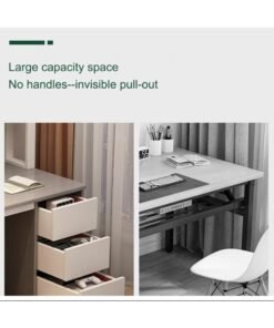 Alissa Home Office Desk with Drawers & Shelves – 120cm Grey Study Table for Laptop, Work & Storage - Image 4