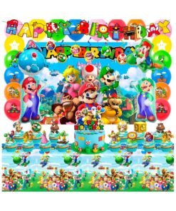 FRUITFUL PARTY Super Mario Birthday Party Supplies, 68pcs Super Mario Party Decorations Set Mario Bros Birthday Decorations Banner Backdrop Tablecloth Balloons