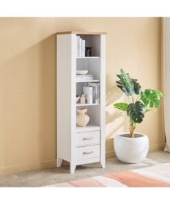 Home Box White 2-Drawer Tall Bookcase for Home