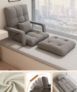 VUCATIN Folding Floor Chair Lounge Sofa Folding Single-Back Sofa Cushion Multi Angle Adjustment Padded Sleeper Bed For Balcony Bedroom With Pillow Armrests Single Sofa
