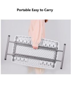 Organized Home Folding Table Portable Camping Foldable Desk MultiFunction Home Sofa Bed Side Table with 6 Adjustable Heights White