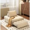 Organized Home Japanese Cream Style Puff Sofa Bed 3 in 1 Multi Function Bed Sleeper Extendable Lounge Chair Convertible Sleeper Sofa with Pillow for Living Room Small Space